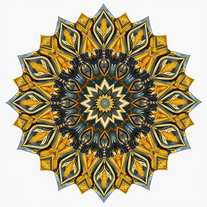 3D mandala and 3D pattern in the form of iron watercolor-gold