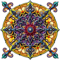 3D mandala and 3D pattern in the form of iron watercolor