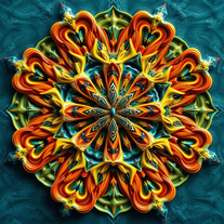 3D mandala and 3D pattern in the form of sea