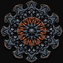 3D mandala and 3D pattern in the form of stone charcoal