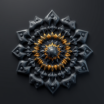 3D mandala and 3D pattern in the form of stone gold-charcoal