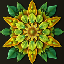 3D Mandalas and 3D patterns in the form of leaves