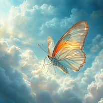 A butterfly in the clouds Ai image generation