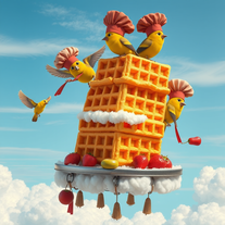 a floating cafe in the clouds