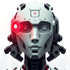 A futuristic robot with mechanical limbs and a glowing red eye. avatar portrait