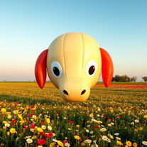 a giant, inflatable in a field.