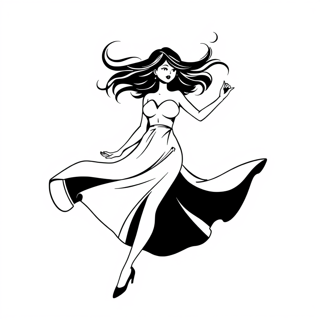 A stylized, black and white illustration