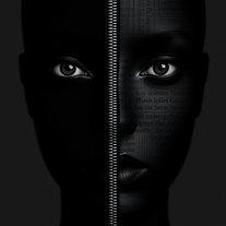 A Surreal, Hyper-Realistic Portrait with a Zipped Newspaper Face