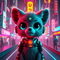 Adorable Cybernetic in a Futuristic Neon Cityscape icon