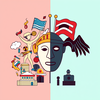 liberterian vs authoritarian vector artwork icon