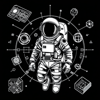 Astranaud with floating tech tshirt design