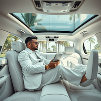 Billionaire Lifestyle: Relaxing in a White Maybach SUV