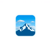 Blue sky with clouds mountain peaks icon
