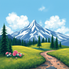 Bob Ross spring painting and designs icon