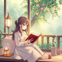 Book reading scenes anime soft and aesthetic