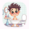 Cartoon character in the bathroom icon