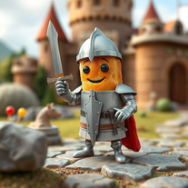 una pannocchia vestita da cavaliere con una pannochia al posto di una spada