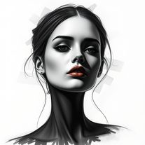 charcoal drawing of an enigmatic in colors