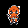 Chibi style ninja  sticker  in black background icon