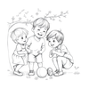 Children Playing pencil sketch icon