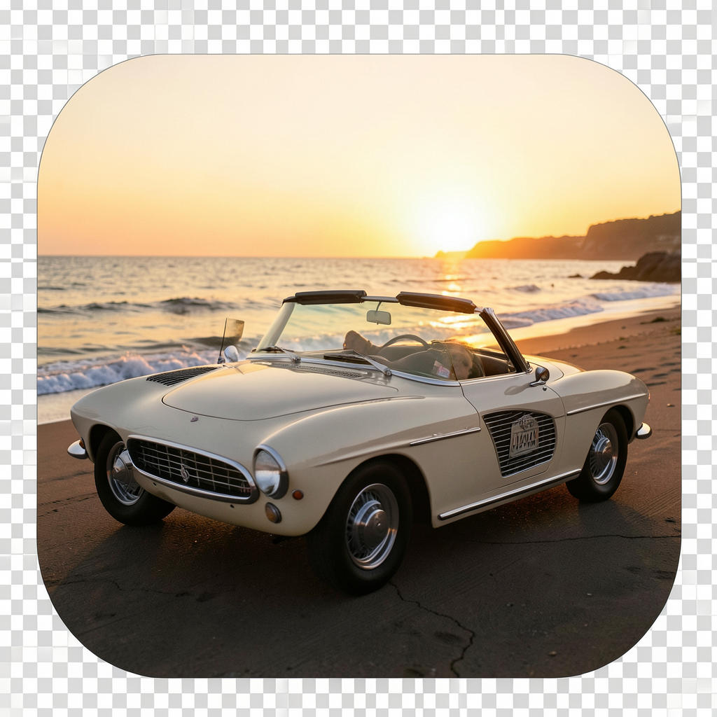 Coastal Drift at Golden Hour – Cinematic Retro Drive