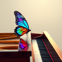Colorful butterfly on piano