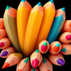 Colourful pencil art free icon
