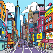 Comic book illustration cartoon drawing city and background generator