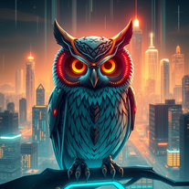 Coruja cyberpunk