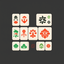 create mahjong tiles icons set generat