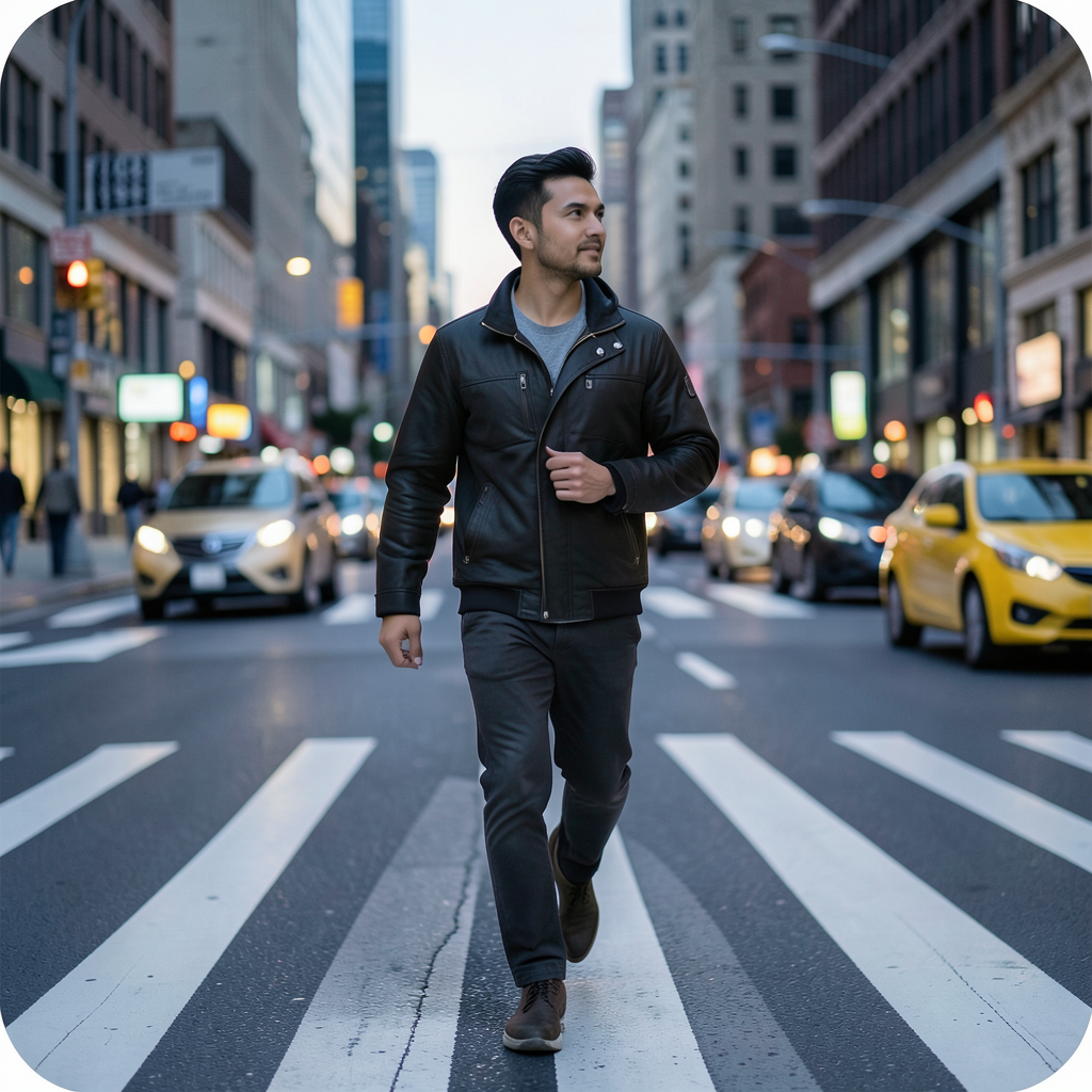 Crosswalk Confidence at Dusk