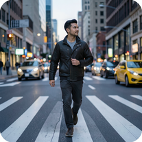 Crosswalk Confidence at Dusk