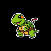 Cute teenage mutant  ninja  turtle sticker on black background