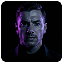 Cyber-Noir Neon Close-Up