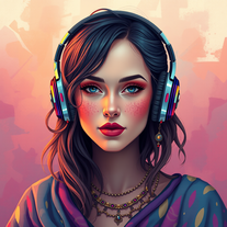 deep melodic house gypsy girl portrait with headphones