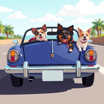 Dogs In Cabrio Cars