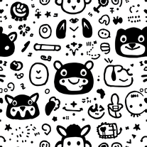 Doodle Pattern Generator – Custom Themed Black & White Line Art