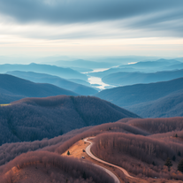 Generate Aerial view Minimalistic Moody landscape photography