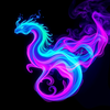 Ethereal neon smoke figure icon