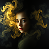 Ethereal Presence Amidst Darkness and Smoke icon