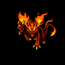 Fiery Vector-Style Creature in Motion