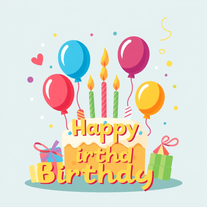 Flat illustration festive birthday card