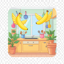 Flying banans in the kitchen