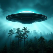 Forest Circle: UFO Saucer Genre: Sci-Fi / Landscape / Conceptual