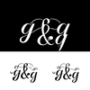 &quot;g&amp;g&quot; calligraphy style logo black and white icon