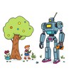 giant robot coloring book icon
