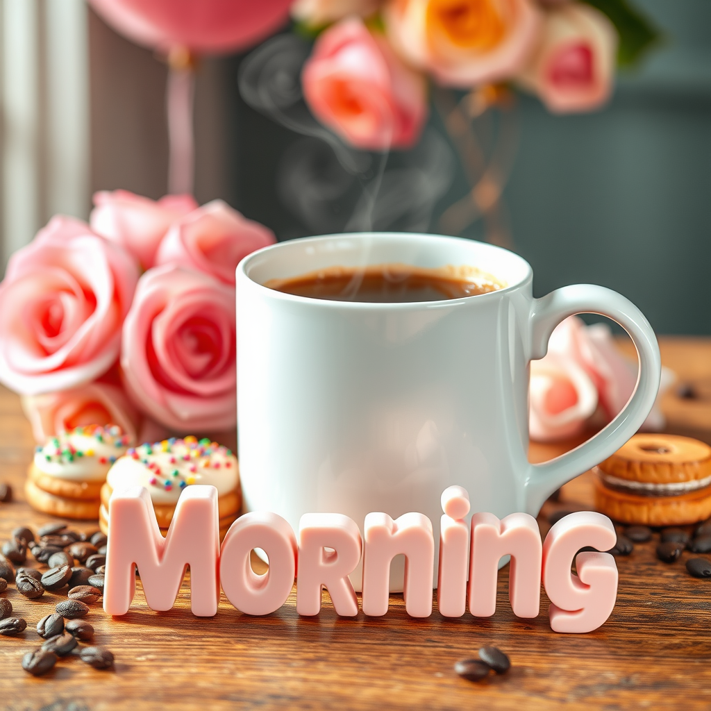 Good Morning with coffee mug