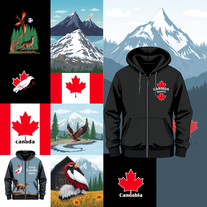 Grid of 12 Canada roots clothing brand zip sweatshirts