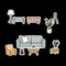 Hand drawn furniter sticer in black background icon