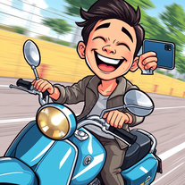 High-Speed Joyride Anime Cartoon Portrait